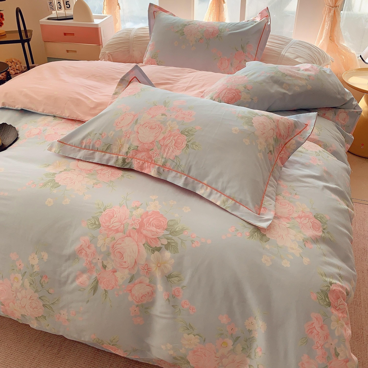 91家纺网 家纺一手货源 找家纺 奈萝家纺 2025新款亲肤小清新全棉四件套 静若幽兰