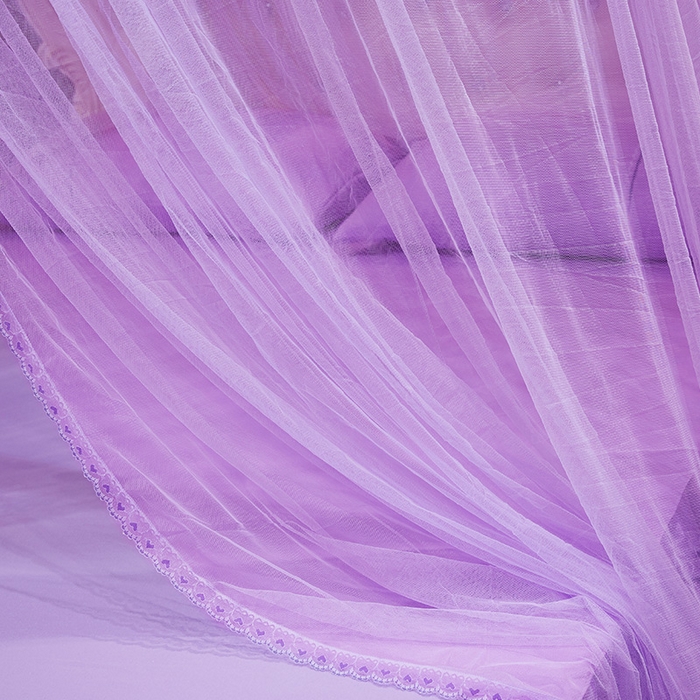 91家纺网 家纺一手货源 找家纺 宝莱利 2025年新款圆顶吊顶蚊帐-蝴蝶梦圆顶 紫色