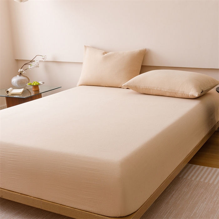 91家纺网 家纺一手货源 找家纺 （总）趣色家纺 2025新款全棉皱皱纱单床笠