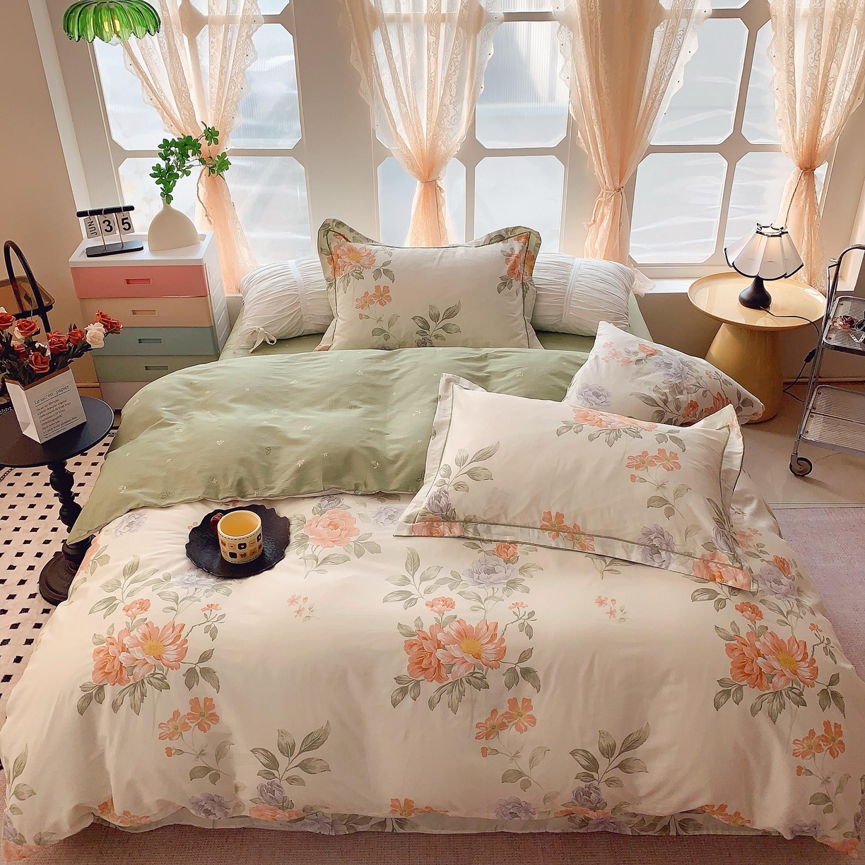 91家纺网 家纺一手货源 找家纺 奈萝家纺 2025新款亲肤小清新全棉四件套 漫日之夏