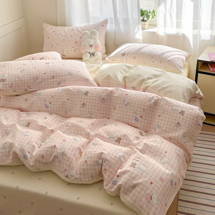 91家纺网 家纺一手货源 找家纺 吉象家纺 2025新款高支密全棉印花四件套12868跑量款 甜美梦境