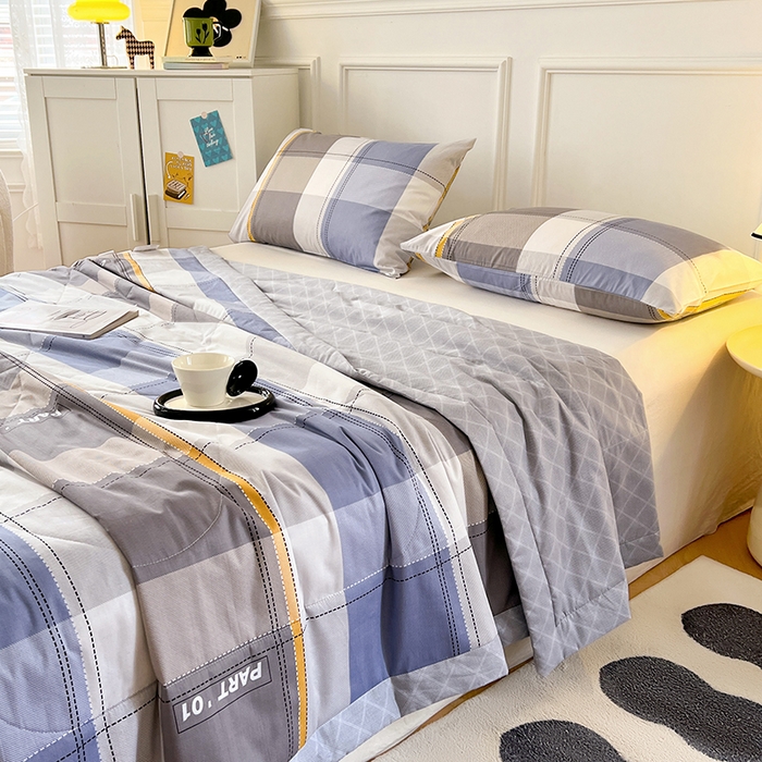 91家纺网 家纺一手货源 找家纺 尊妙被业 2025新款里外全棉印花棉花被纯棉夏被夏凉被全棉棉花夏凉被简伯格-蓝