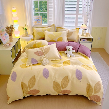 好亿来  2025新款植物羊绒加厚斜纹磨毛单被套叶叶幽香