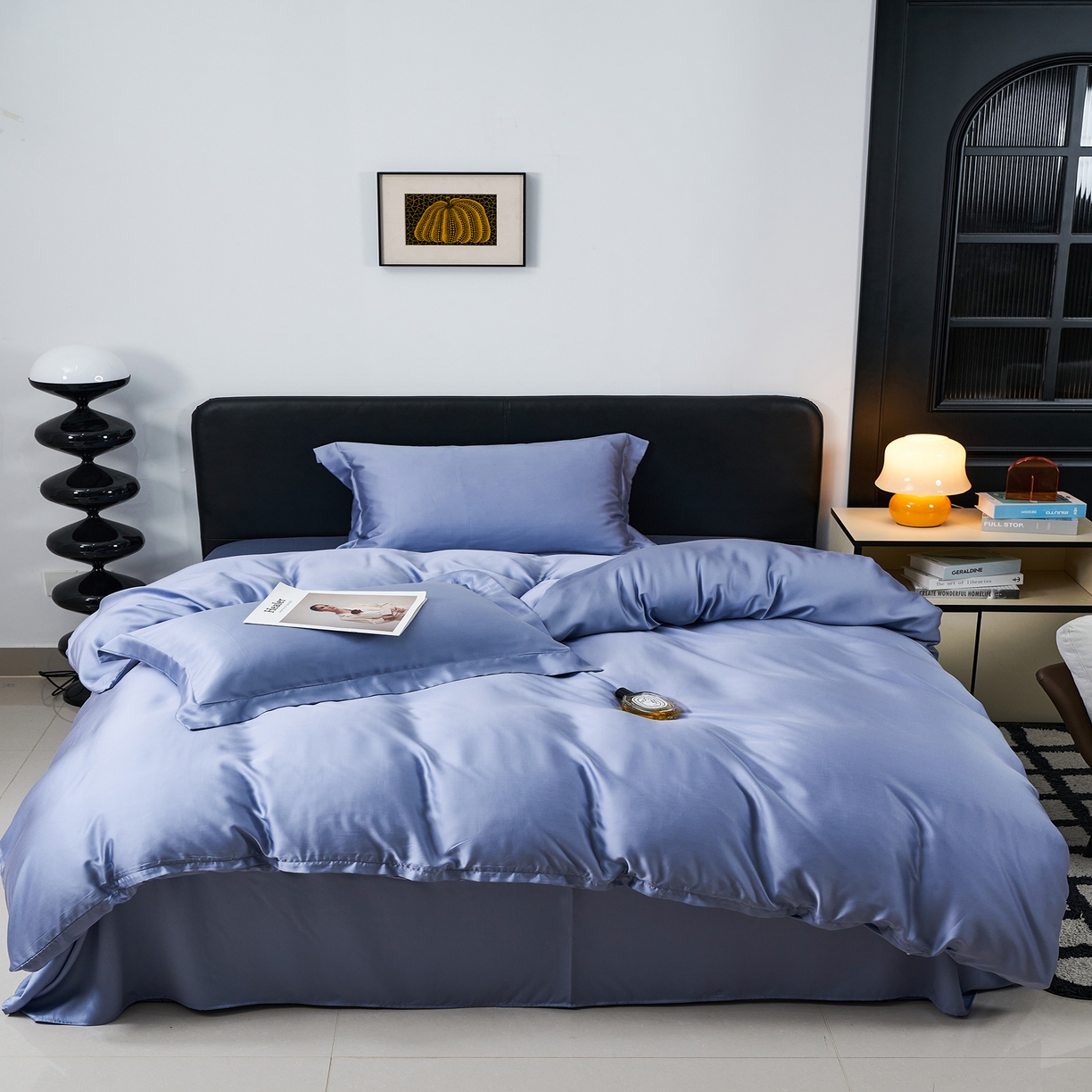 91家纺网 家纺一手货源 找家纺 顾家家居 2025新款纯色兰精天丝四件套 冰山蓝