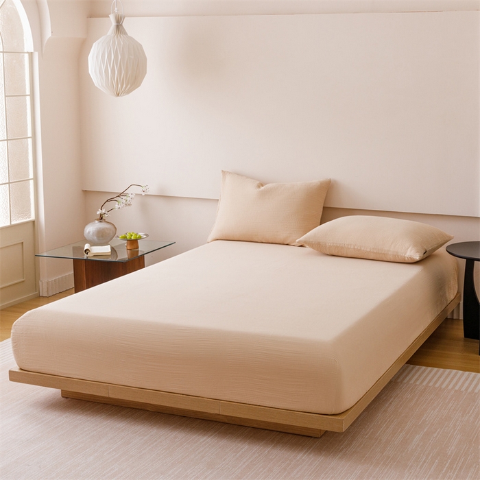 91家纺网 家纺一手货源 找家纺 （总）趣色家纺 2025新款全棉皱皱纱单床笠