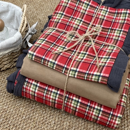 91家纺网 家纺一手货源 找家纺 （总）荣轩 2024新款全棉印花双层纱四件套 皱皱纱花边款