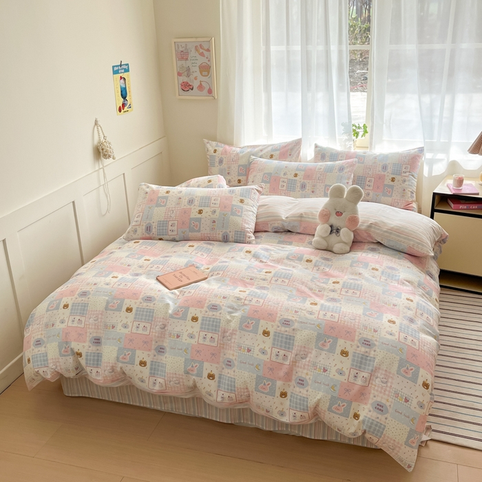 91家纺网 家纺一手货源 找家纺 吉象家纺 2025新款高支密全棉印花四件套12868跑量款 甜心乐园