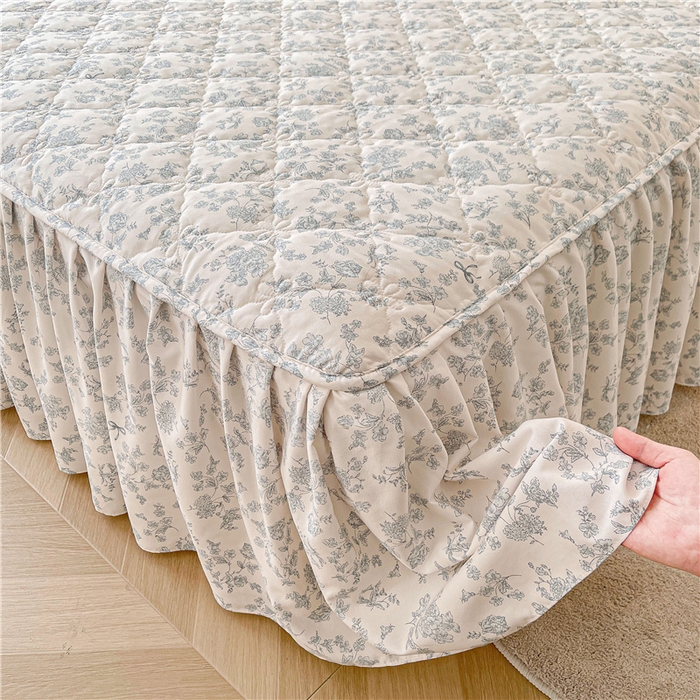 91家纺网 家纺一手货源 找家纺 十个点2025新款针织棉 夹棉床笠式床裙床头罩系列  靘芲（qinghua）