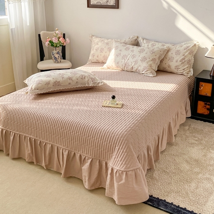 梦可莱家居 2025新款全棉韩版蕾丝边床盖四件套 彩绘