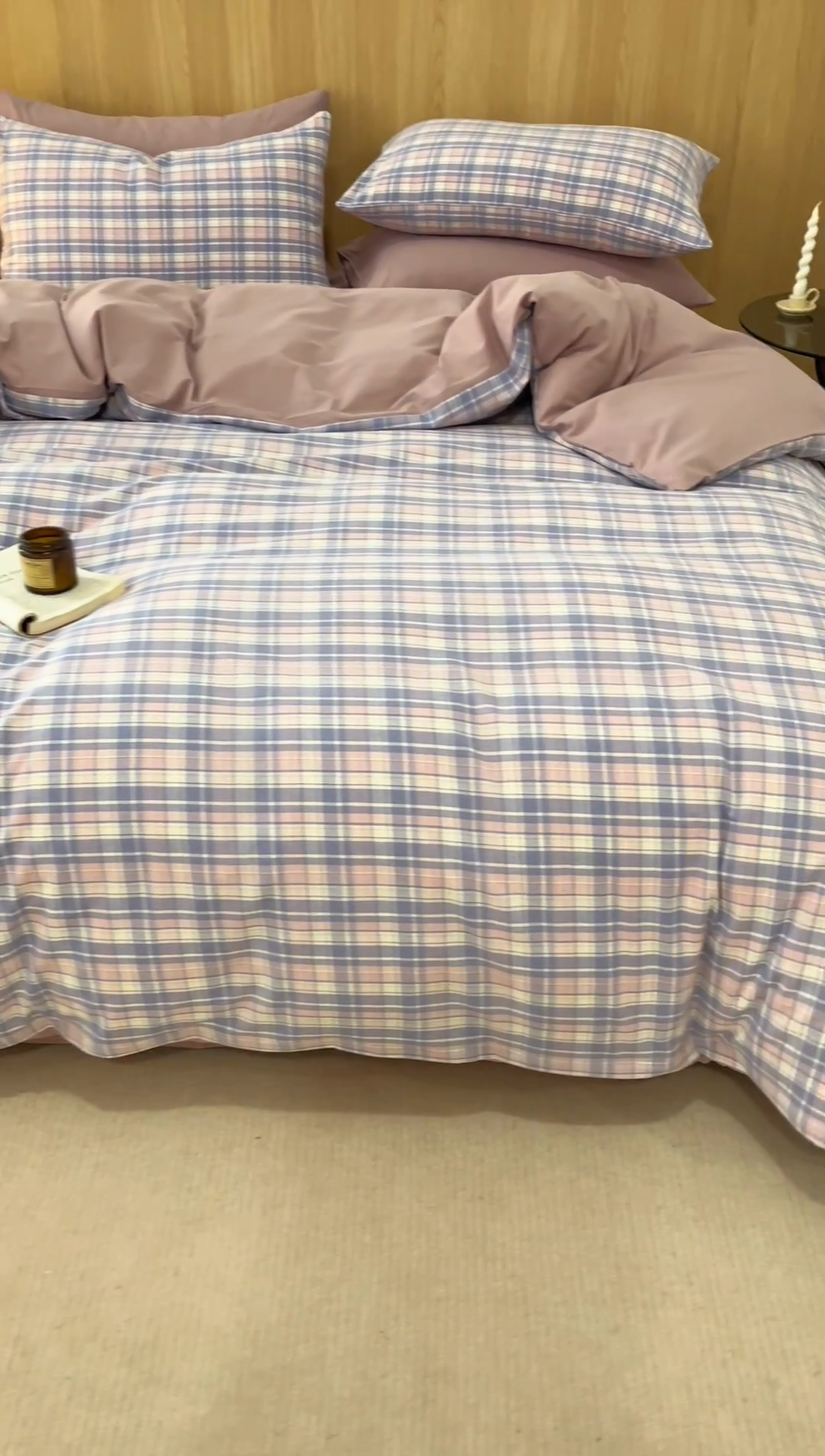 91家纺网 家纺一手货源 找家纺 趣色家纺 2025新款全棉色织水洗棉四件套 云舒紫