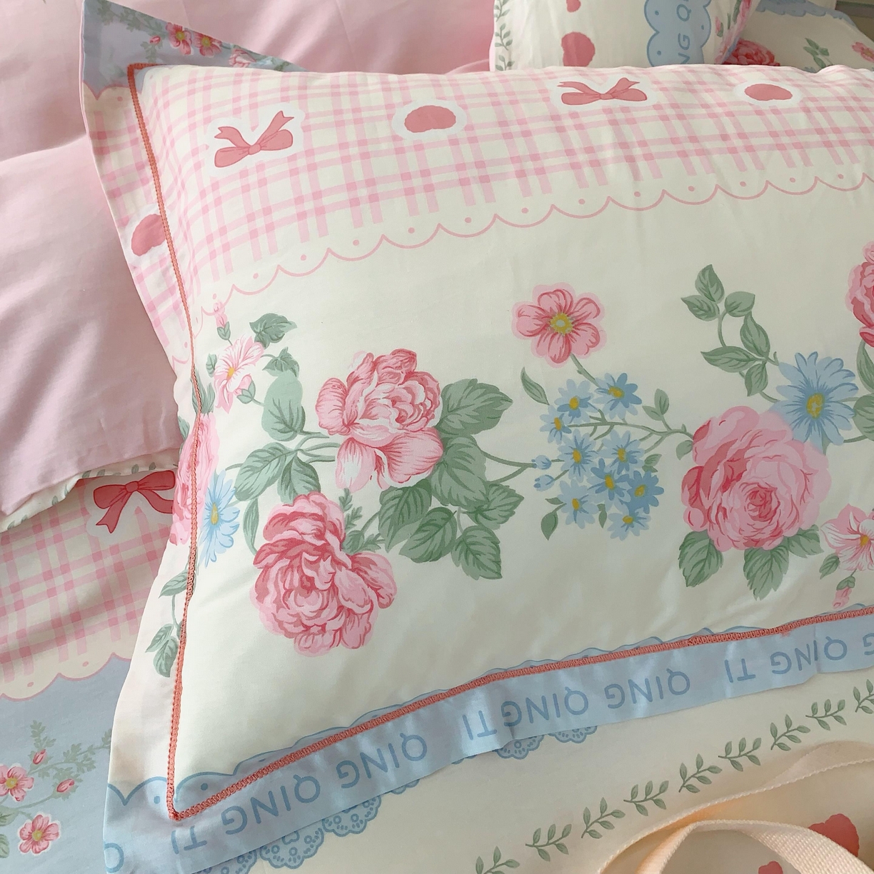 91家纺网 家纺一手货源 找家纺 奈萝家纺 2025新款亲肤小清新全棉四件套 安妮玫瑰