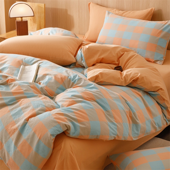 91家纺网 家纺一手货源 找家纺 趣色家纺 2025新款全棉色织水洗棉四件套 梵芙桔