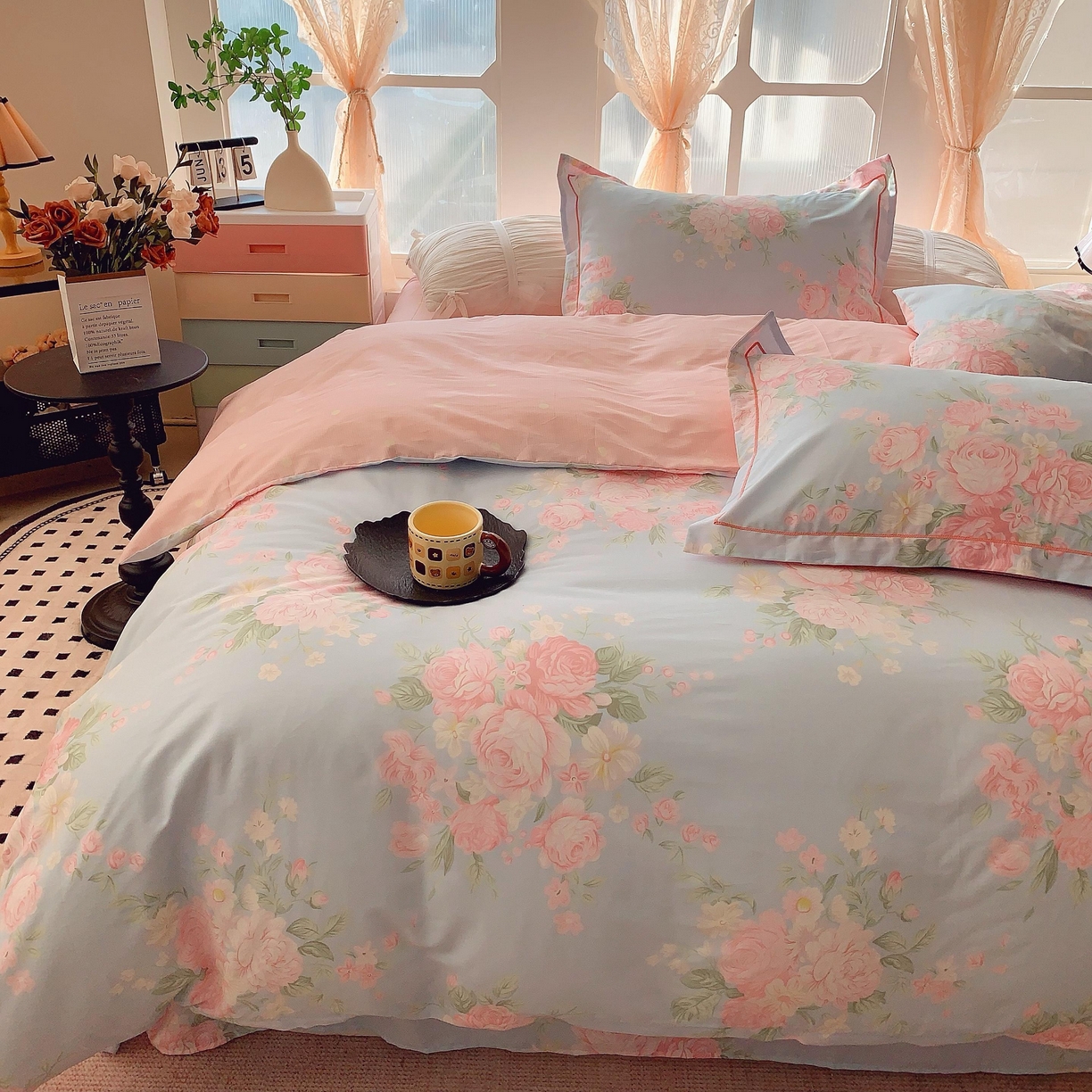 91家纺网 家纺一手货源 找家纺 奈萝家纺 2025新款亲肤小清新全棉四件套 静若幽兰