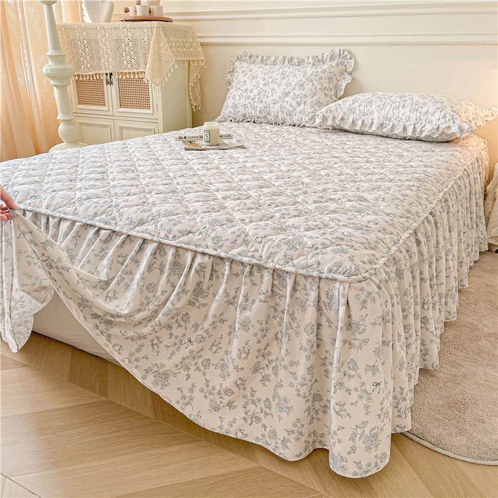 91家纺网 家纺一手货源 找家纺 十个点2025新款针织棉 夹棉床笠式床裙床头罩系列  靘芲（qinghua）