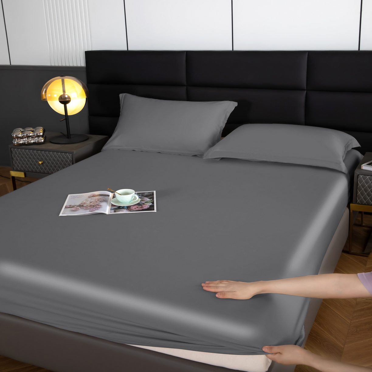 91家纺网 家纺一手货源 找家纺 天瑜 2025天丝床笠 床笠 深灰