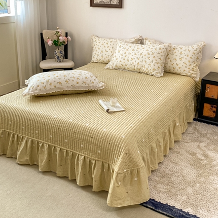 梦可莱家居 2025新款全棉韩版蕾丝边床盖四件套 花儿