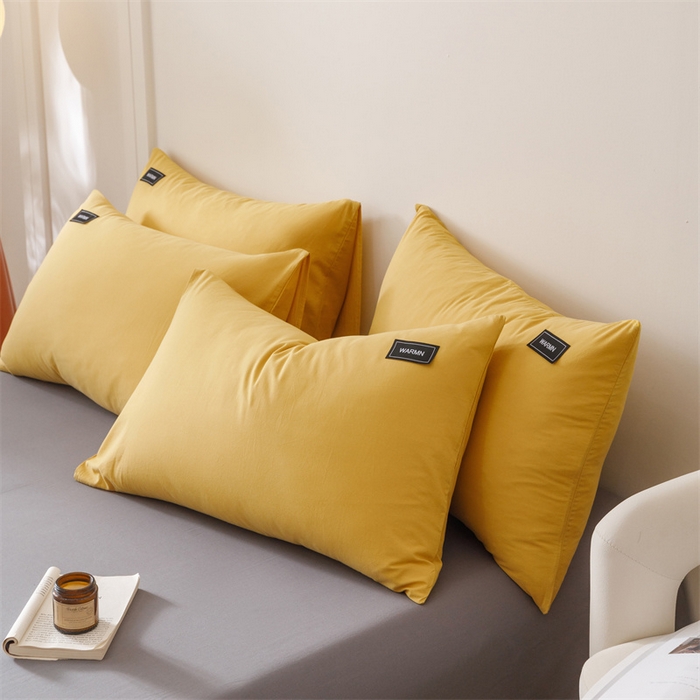 91家纺网 家纺一手货源 找家纺 趣色家纺 2025新款全棉双拼纯色四件套 米黄+深灰