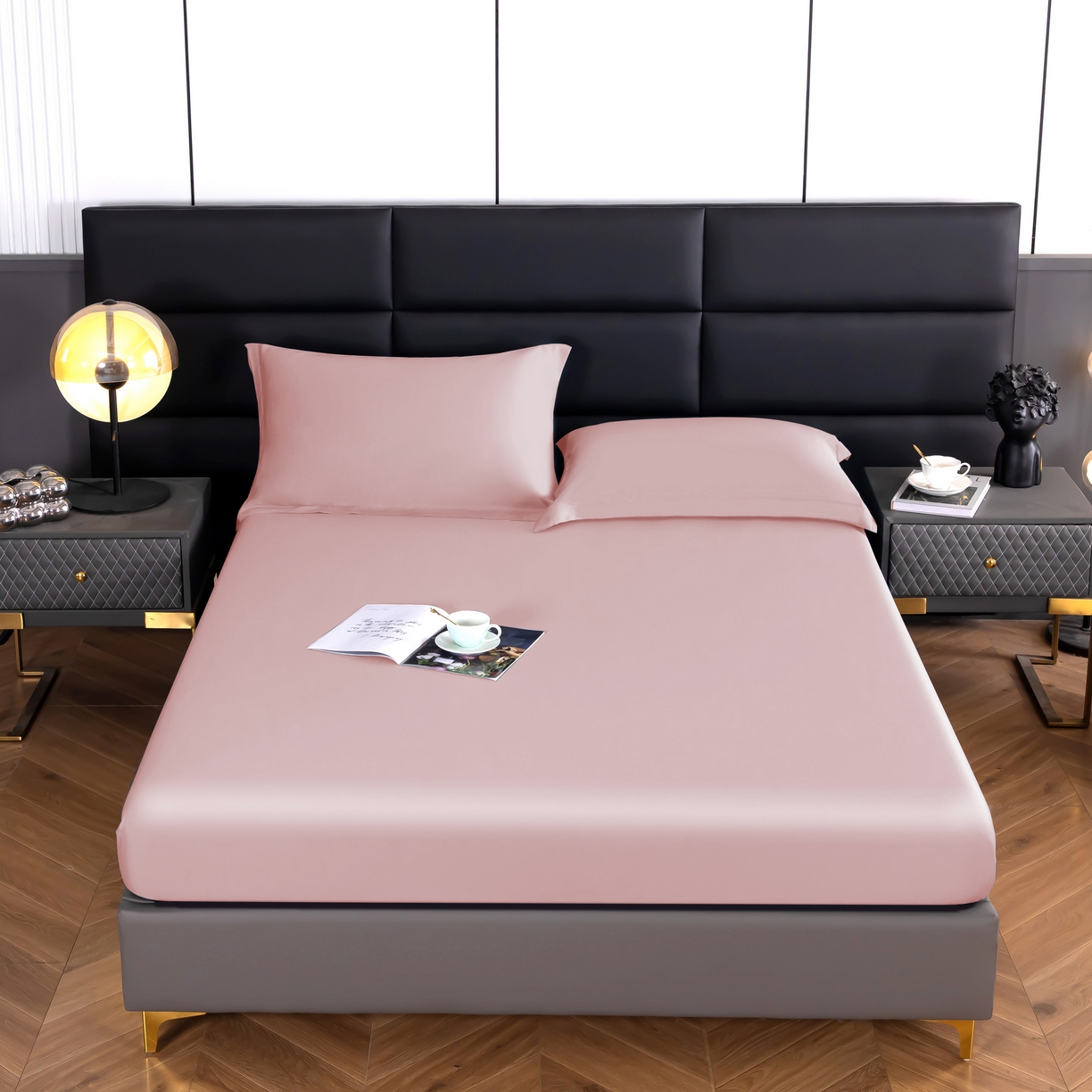 91家纺网 家纺一手货源 找家纺 天瑜 2025天丝床笠 床笠 纯粉色