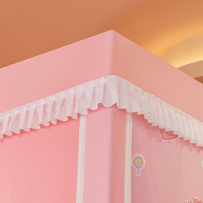 91家纺网 家纺一手货源 找家纺 迪凡保罗2025新款2504专版印花遮光帘上下铺子母蚊帐-常规款 粉红小熊