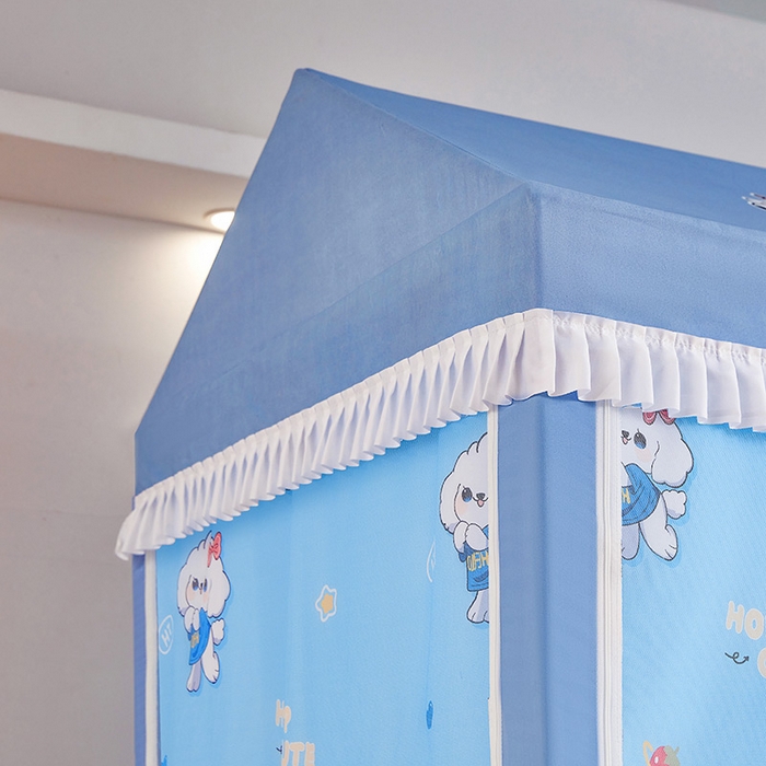 91家纺网 家纺一手货源 找家纺 迪凡保罗蚊帐 2025新款2504专版印花遮光帘上下铺子母蚊帐-城堡款 可爱狗狗