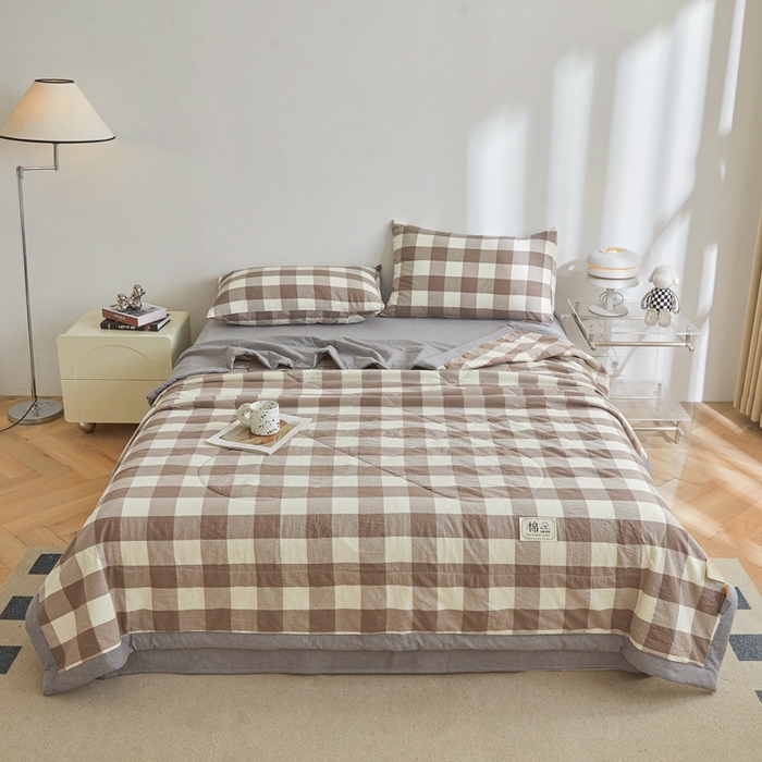 91家纺网 家纺一手货源 找家纺 爱屋及屋  2025新款无印风被子被芯夏凉被空调被 灰中格