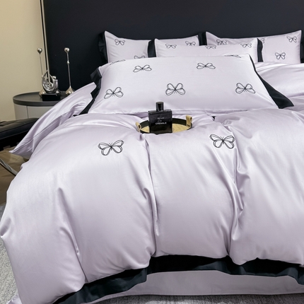 KA家纺2025春夏新款全棉绣花四件套 雨蝶系列 雨蝶紫