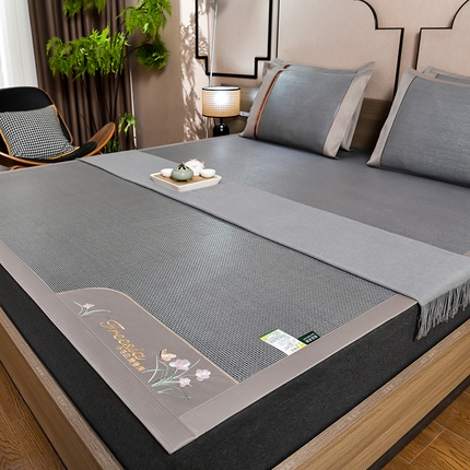 小牛席业 2025新款小苍兰冰藤-双面席系列凉席藤席冰藤席冰丝席竹席草席空调席乳胶席豆豆席 小苍兰清香冰藤席-浅蓝