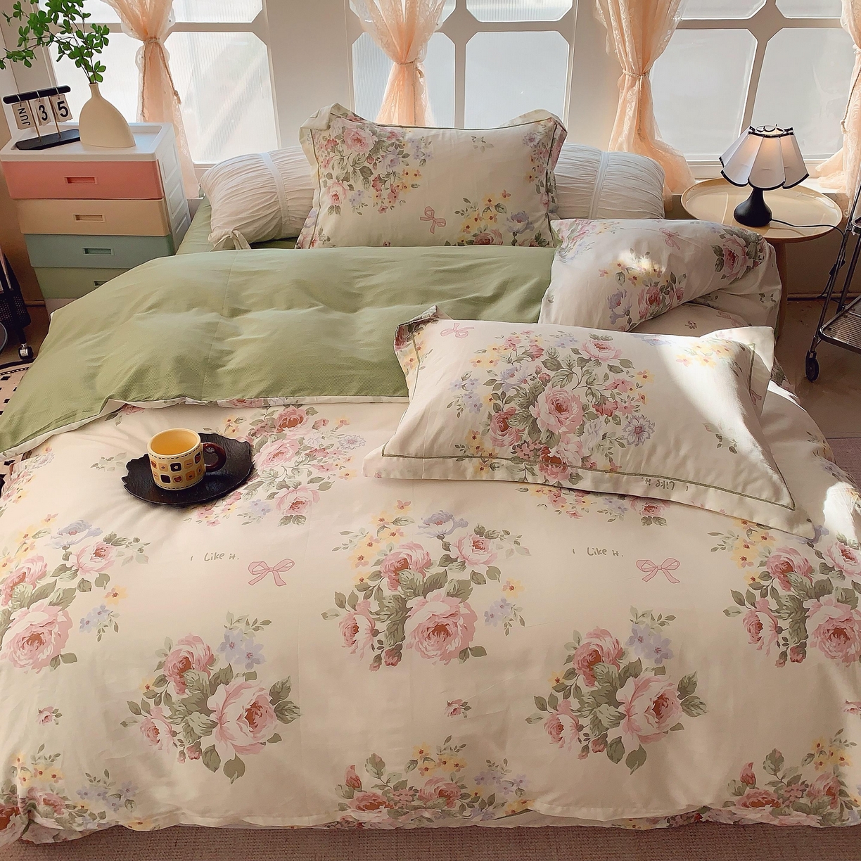 91家纺网 家纺一手货源 找家纺 奈萝家纺 2025新款亲肤小清新全棉四件套 苏莉