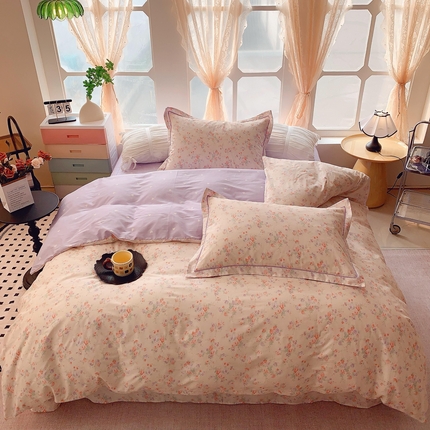 91家纺网 家纺一手货源 找家纺 奈萝家纺 2025新款亲肤小清新全棉四件套 语曼