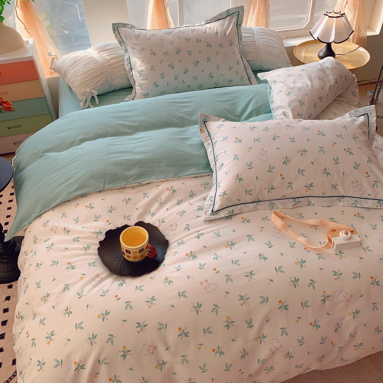 91家纺网 家纺一手货源 找家纺 奈萝家纺 2025新款亲肤小清新全棉四件套 灵动