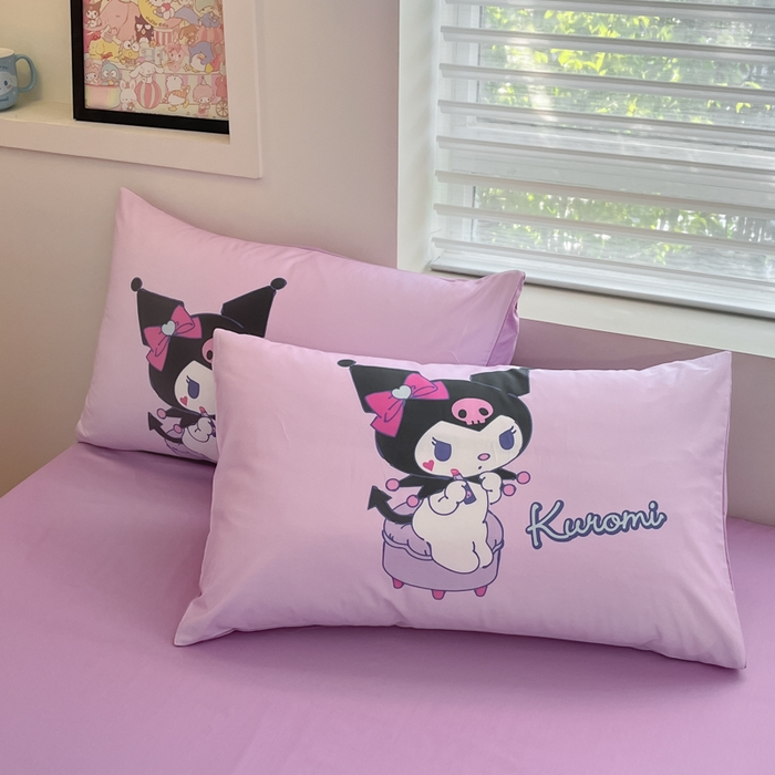 91家纺网 家纺一手货源 找家纺 金爱家 2025新款纯棉数码印花大阪三丽鸥四件套 D音乐库洛米