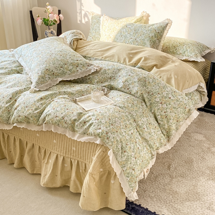 91家纺网 家纺一手货源 找家纺 梦可莱家居 2025新款全棉韩版蕾丝边床盖四件套 生活