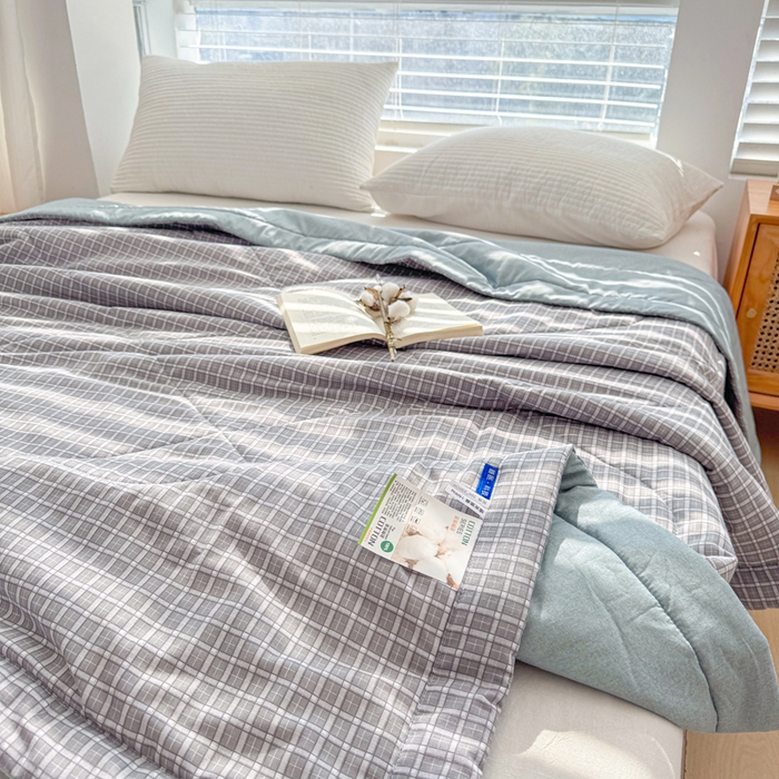 91家纺网 家纺一手货源 找家纺 首爱家纺 2025新款里外全棉夏被手包边新疆棉花夏被空调被夏凉被 乔南