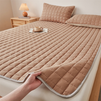 兄弟坊 水洗原棉夹棉床垫 床褥 床护垫 学生床垫 小方格-咖色