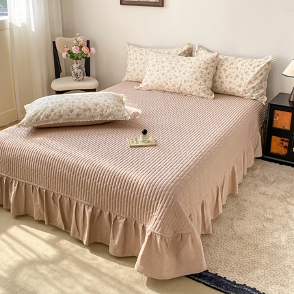 梦可莱家居 2025新款全棉韩版蕾丝边床盖四件套 美可可