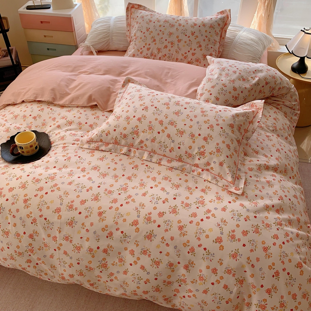 91家纺网 家纺一手货源 找家纺 奈萝家纺 2025新款亲肤小清新全棉四件套 浪漫定义