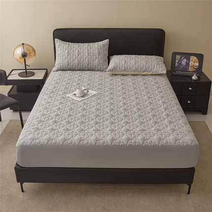 兄弟坊 防水原棉夹棉床垫 防水床笠 床护垫 床垫 小香格-深灰
