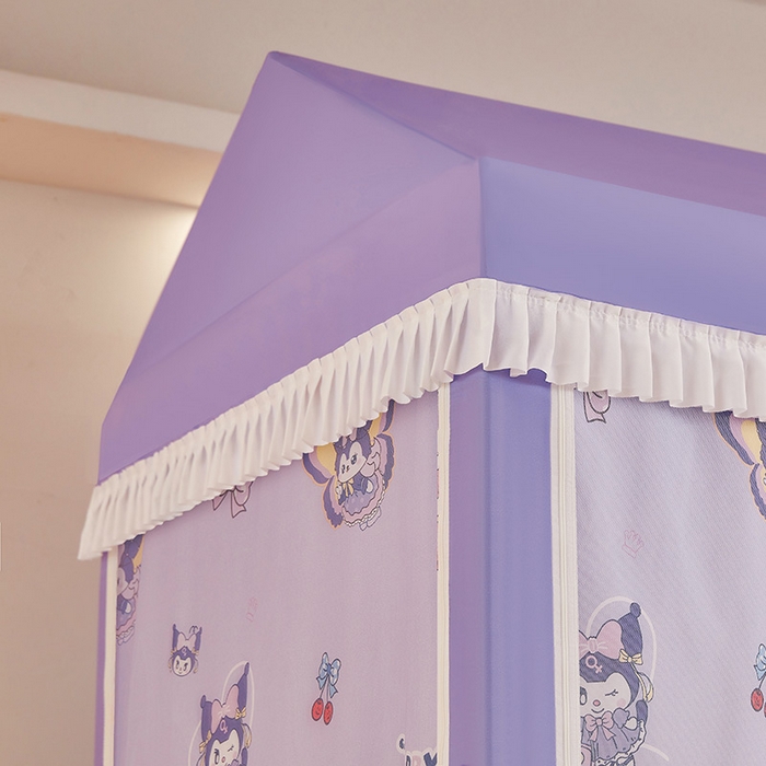 91家纺网 家纺一手货源 找家纺 迪凡保罗蚊帐 2025新款2504专版印花遮光帘上下铺子母蚊帐-城堡款 紫色甜心