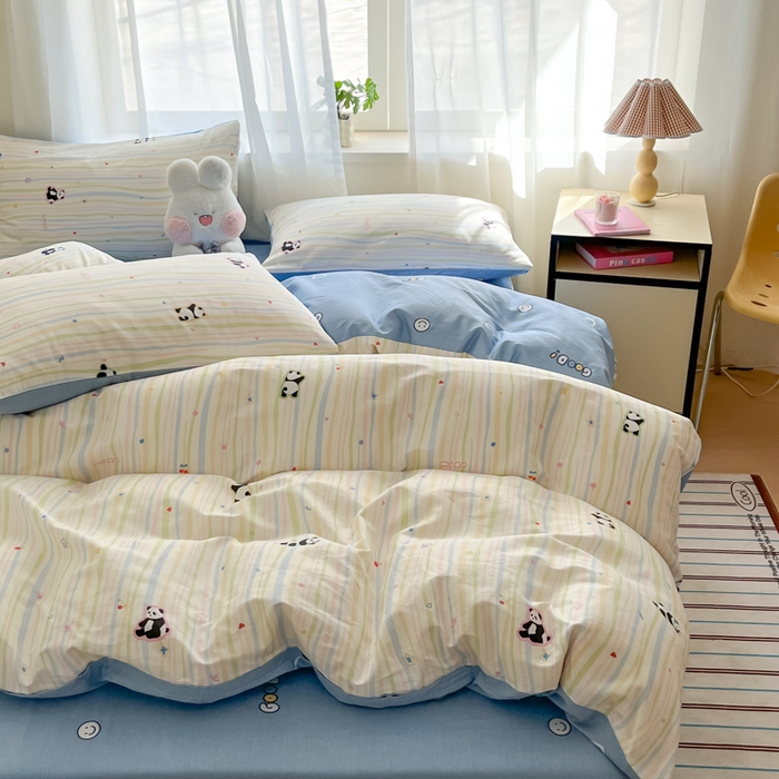 91家纺网 家纺一手货源 找家纺 吉象家纺 2025新款高支密全棉印花四件套12868跑量款 懒萌潘达