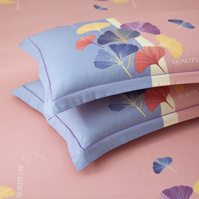 91家纺网 家纺一手货源 找家纺 启航家居2025新款春夏直播爆款全棉大版印花四件套 梦境之美粉