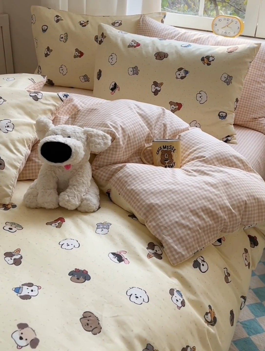 91家纺网 家纺一手货源 找家纺 2025春季新款13372全棉印花四件套-卡通系列 富贵狗