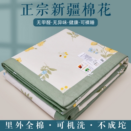 尊妙被业 2025新款里外全棉印花棉花被纯棉夏被夏凉被全棉棉花夏凉被花样晨熙