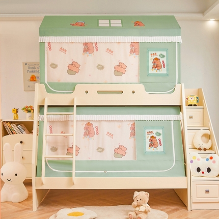 迪凡保罗蚊帐 2025新款2504专版印花遮光帘上下铺子母蚊帐-城堡款 呆萌豚豚