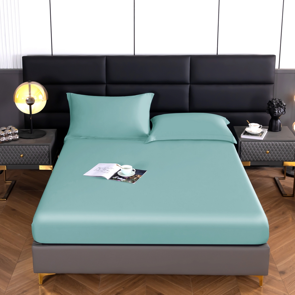 91家纺网 家纺一手货源 找家纺 天瑜 2025天丝床笠 床笠 海洋蓝