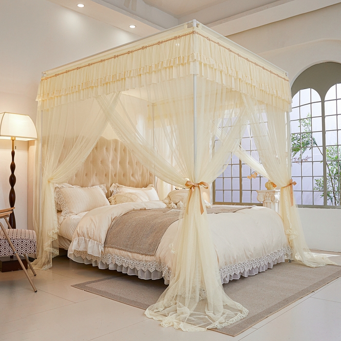 91家纺网 家纺一手货源 找家纺 梦尔佳 2025新款落地款蚊帐-赏心悦目系列860型号 米黄
