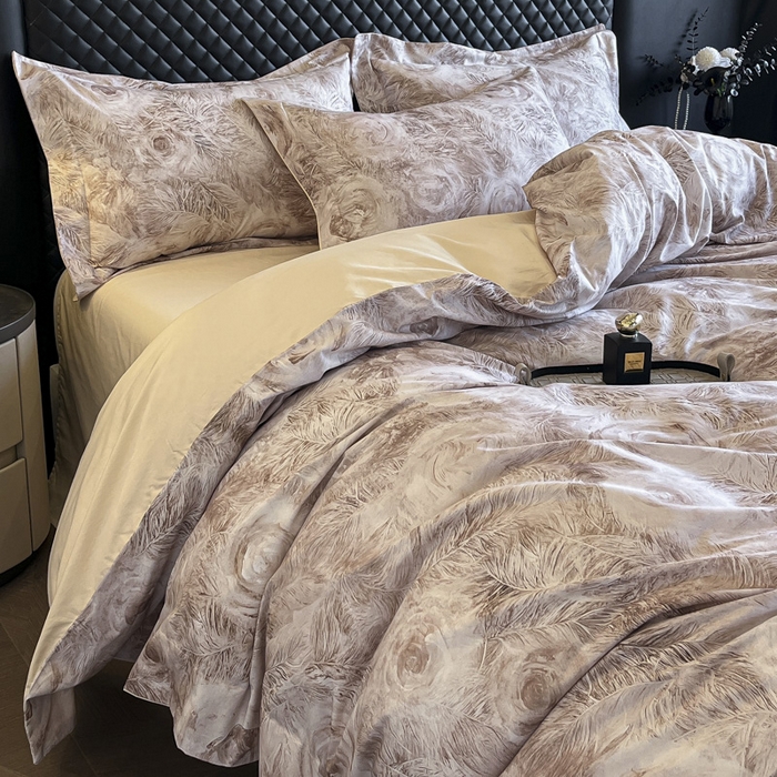 91家纺网 家纺一手货源 找家纺 新方向2025新款全棉长绒棉数码印花四件套-秘密花园 秘密花园-香槟