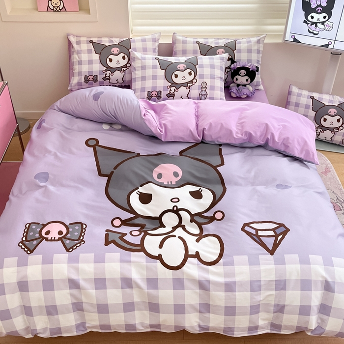 91家纺网 家纺一手货源 找家纺 金爱家 2025新款纯棉数码印花大阪三丽鸥四件套 洛米钻石