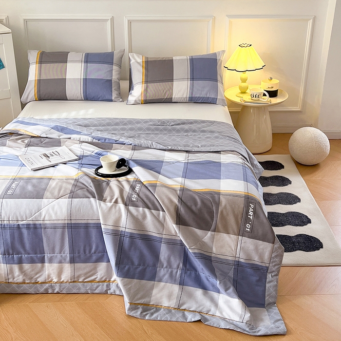 91家纺网 家纺一手货源 找家纺 尊妙被业 2025新款里外全棉印花棉花被纯棉夏被夏凉被全棉棉花夏凉被简伯格-蓝