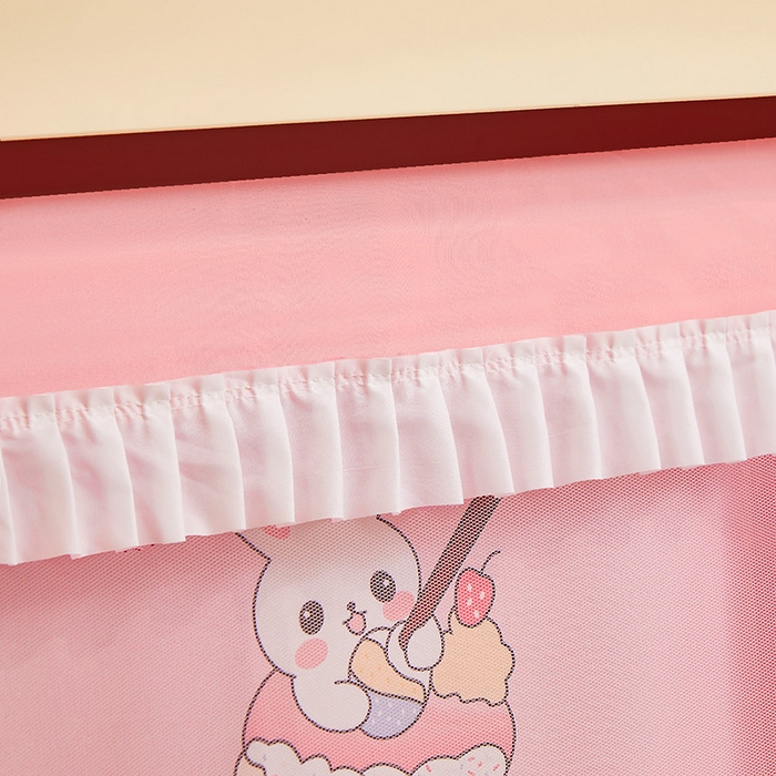 91家纺网 家纺一手货源 找家纺 迪凡保罗蚊帐 2025新款2504专版印花遮光帘上下铺子母蚊帐-城堡款 粉红兔兔