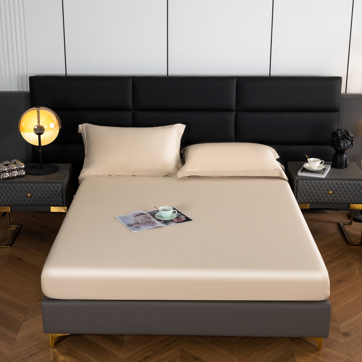 91家纺网 家纺一手货源 找家纺 天瑜 2025天丝床笠 床笠 纯香槟